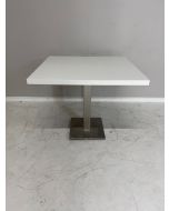 Welltrade kantinetafel wit met RVS kolompoot (vt7086)